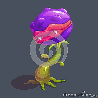 Monster predator plant illustration. Vector fantasy scary flower icon. Vector Illustration