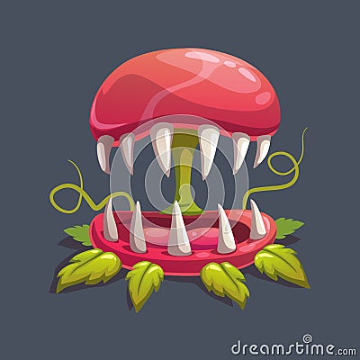 Monster predator plant illustration. Vector fantasy scary flower icon. Vector Illustration