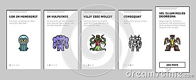 Monster Scary Fantasy Characters onboarding icons set vector Vector Illustration