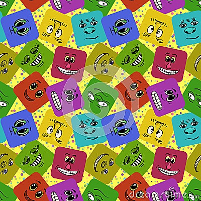 Monster Smileys, Seamless Vector Illustration