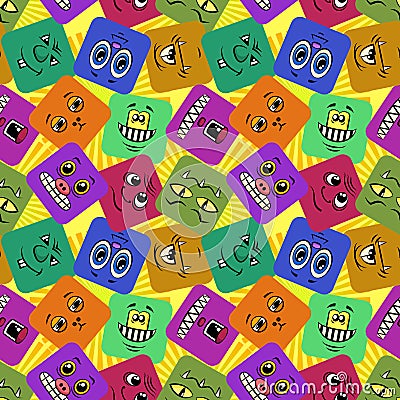 Monster Smileys, Seamless Vector Illustration