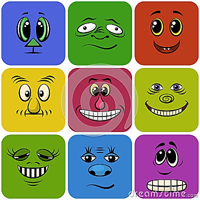 Monster Smileys, Set Vector Illustration