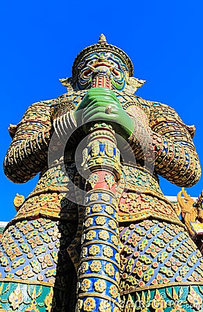 Monster statue inside public royal temple Stock Photo