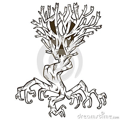 Monster tree Cartoon Illustration