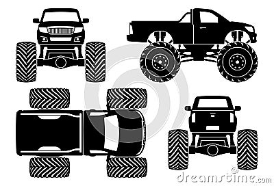 Monster truck black icons vector illustration Vector Illustration