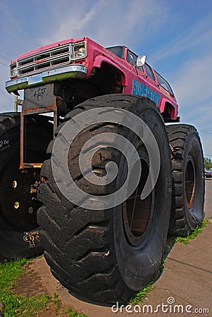 Monster Truck Car Bigfoot with Giant Front Wheel Editorial Stock Photo