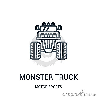 monster truck icon vector from motor sports collection. Thin line monster truck outline icon vector illustration. Linear symbol Vector Illustration