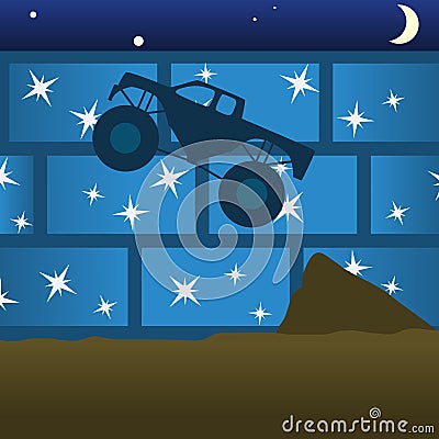 Monster Truck Jump Vector Illustration
