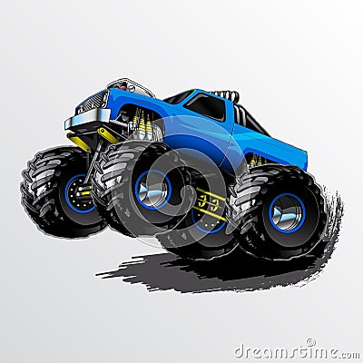 Monster-Truck-Wheelie-Blue Vector Illustration
