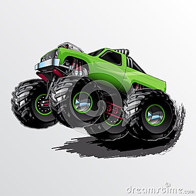 Monster-Truck-Wheelie-Lime Stock Photo