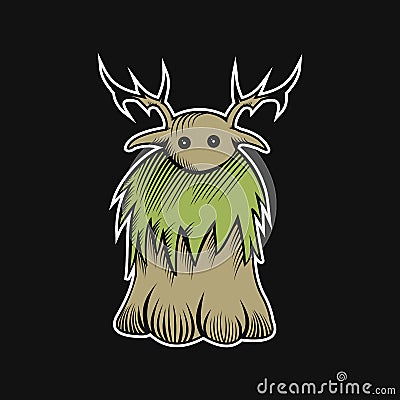 Monster woodden mascot vector illustration Cartoon Illustration