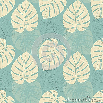 Monstera pattern tropic abstract , pastel colors. Vector Illustration