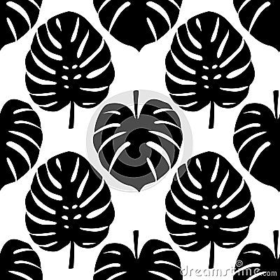 Monstera Seamless Pattern Vector Illustration