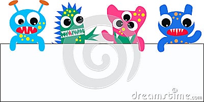 Monsters with a placard Vector Illustration