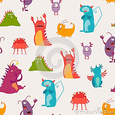 Monsters seamless pattern vector illustration Vector Illustration