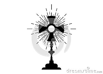 Monstrance. Ostensorium used in Roman Catholic, Old Catholic and Anglican ceremony traditions. Benediction the Blessed Sacrament Vector Illustration