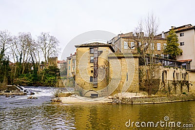 Mont de Marsan watermill river fortified town of the Landes france Stock Photo