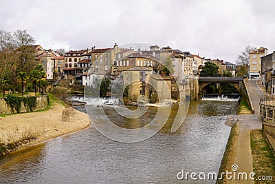 Mont-de-Marsan watermill two river in south-western France Landes prefecture in the Nouvelle-Aquitaine region Stock Photo