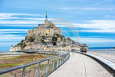 Mont-Saint-Michel, an island with the famous abbey, Normandy, Fr Editorial Stock Photo