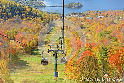 Mont Tremblant with Fall Foliage, Quebec, Canada Editorial Stock Photo