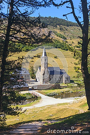 Montagarri Sanctuary in Vall d`Aran, Pyrenees Stock Photo