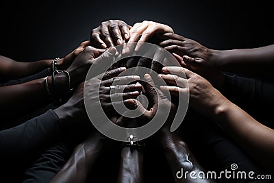 Montage of Hands Reaching out in Unity Black History Month abstract illustration AI GEnerated Cartoon Illustration