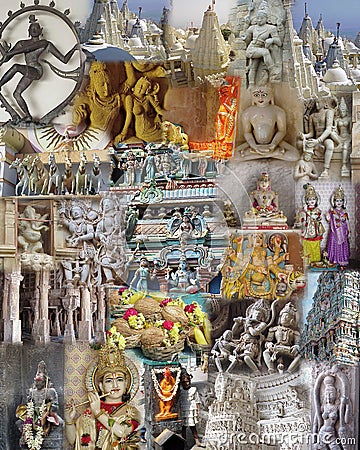 Montage - India - Temples, Gods and Goddesses Editorial Stock Photo