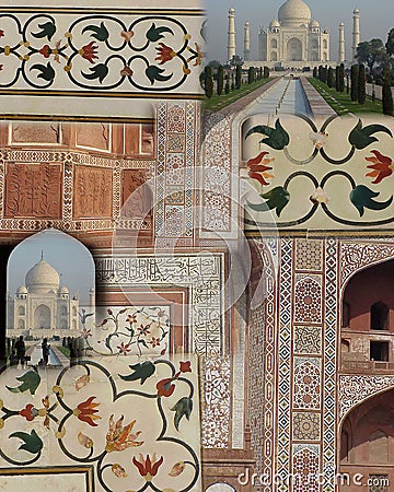 Montage - Taj Mahal Editorial Stock Photo
