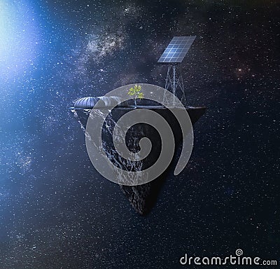 Space colony next to a neutron star Stock Photo