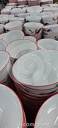 Montages of ceramic kitchen bowls Stock Photo