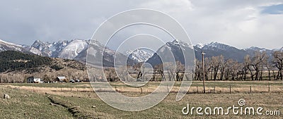 Montana ranch and mountain pasture Stock Photo