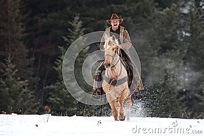 Montana rancher in Whitefish making his rounds Editorial Stock Photo