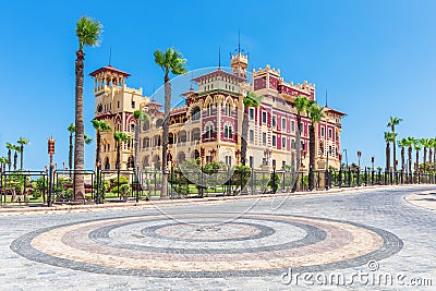 Montaza Palace full view, famous architectural complex of Alexandria, Egypt Editorial Stock Photo