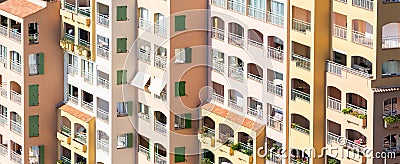 Monte Carlo, Monaco - August 2022: detail of luxury real estete residential building Editorial Stock Photo