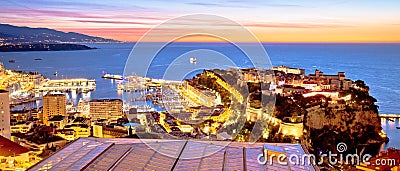 Monte Carlo and Monaco cityscape colorful evening panoramic view Stock Photo