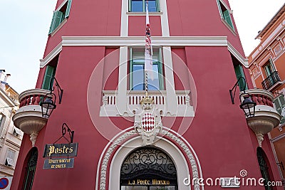 La poste Monaco facade building post brand logo and text sign on building facade Editorial Stock Photo