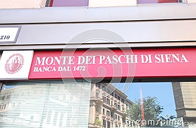 Monte Dei Paschi Di Siena Bank Italy Editorial Stock Photo