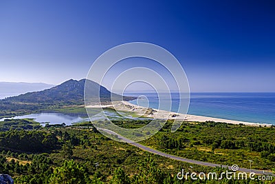 Monte Louro and the As Xarfas lagoon in Galicia Spain Stock Photo