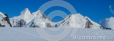 Monte Rosa massiv, Lyskamm panorama, glacier walk and climb in the Alps Stock Photo