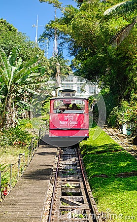 Monte Serrat Funicular cable railway in Santos, Brazil Editorial Stock Photo