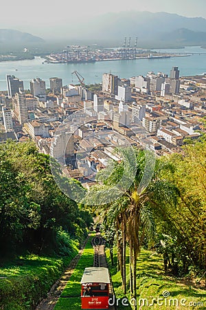 Monte Serrat Funicular cable railway in Santos, Brazil Editorial Stock Photo