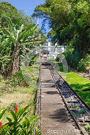 Monte Serrat Funicular cable railway in Santos, Brazil Editorial Stock Photo