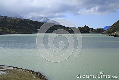 Monte Spluga reservoir, lake on the Spluegen Pass Stock Photo