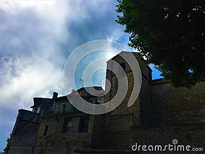 Montecassiano town, Marche region, Italy. Medieval buildings, wall, beauty, history and time Stock Photo