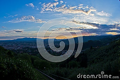 Montecatini Alto near Florence is a good viewpoint toward west Tuscany Stock Photo