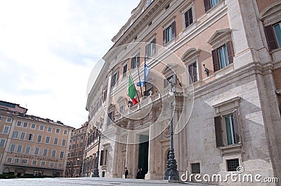 Montecitorio Palace, seat of the chamber of the Italian republic Editorial Stock Photo