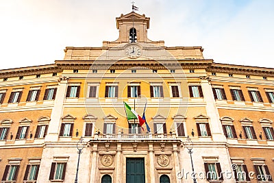 Montecitorio Palace, seat of Italian Chamber of Deputies. Italian Parliament building, Rome, Italy Stock Photo