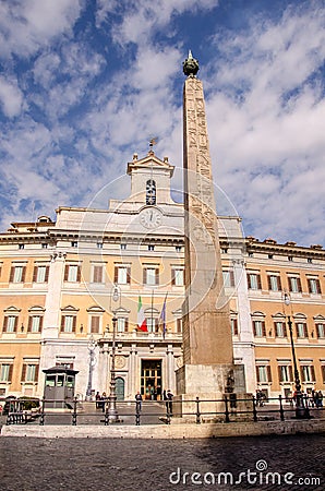 Montecitorio`s Square in Rome Editorial Stock Photo