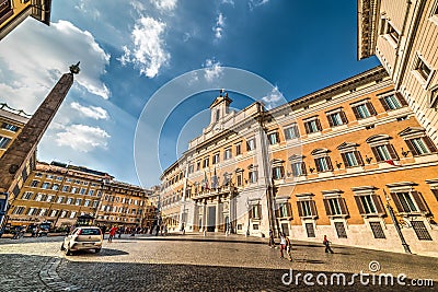 Montecitorio square. Italian parliament. Editorial Stock Photo