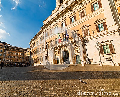 Montecitorio square in Rome. Italian parliament Editorial Stock Photo